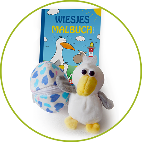 Malbuch + Plüsch-Babymöwe