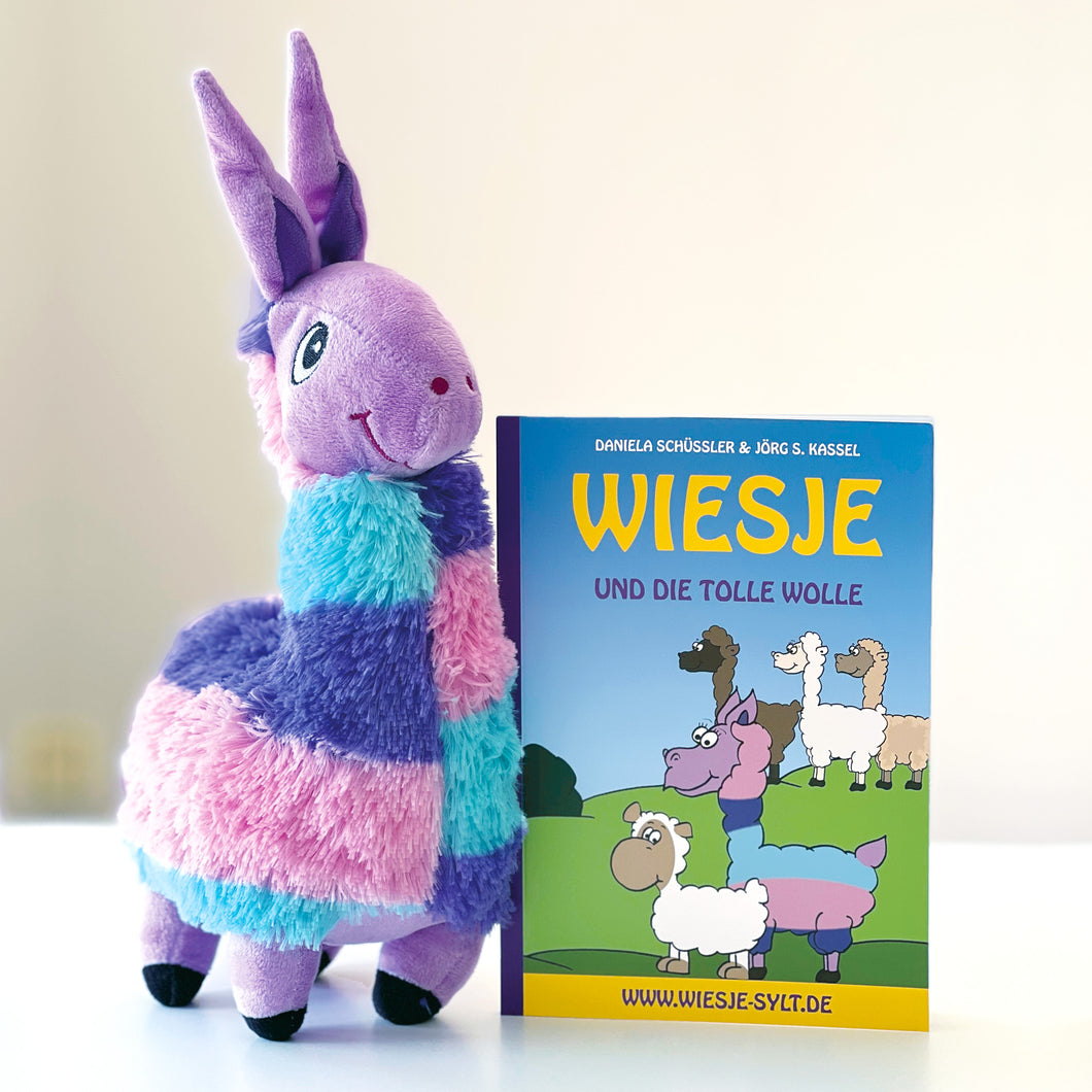 Wiesje und die tolle Wolle - Kinderbuch plus Alpaka Sieglinde als Kuscheltier